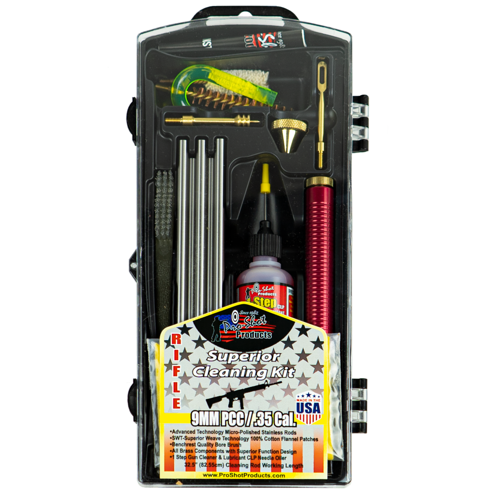 Pro-Shot Classic 9mm Handgun Carbine Cleaning Kit with Stainless Rods and Patches