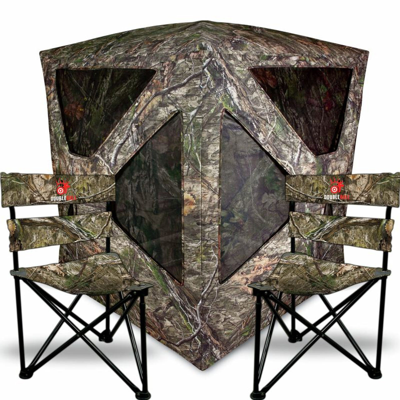 Primos Roughneck Ground Blind Double Bull Hub System with 2 Stools