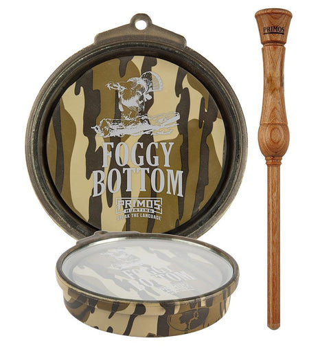 Primos Foggy Bottom Turkey Pot Call with Glass Surface Mossy Oak Bottomland