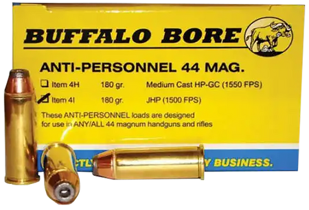 Buffalo Bore Ammunition 4I20 Anti-Personnel Strictly Business 44 Rem Mag 180 gr Jacketed Hollow Point (JHP) 20 Per Box/ 12 Cs