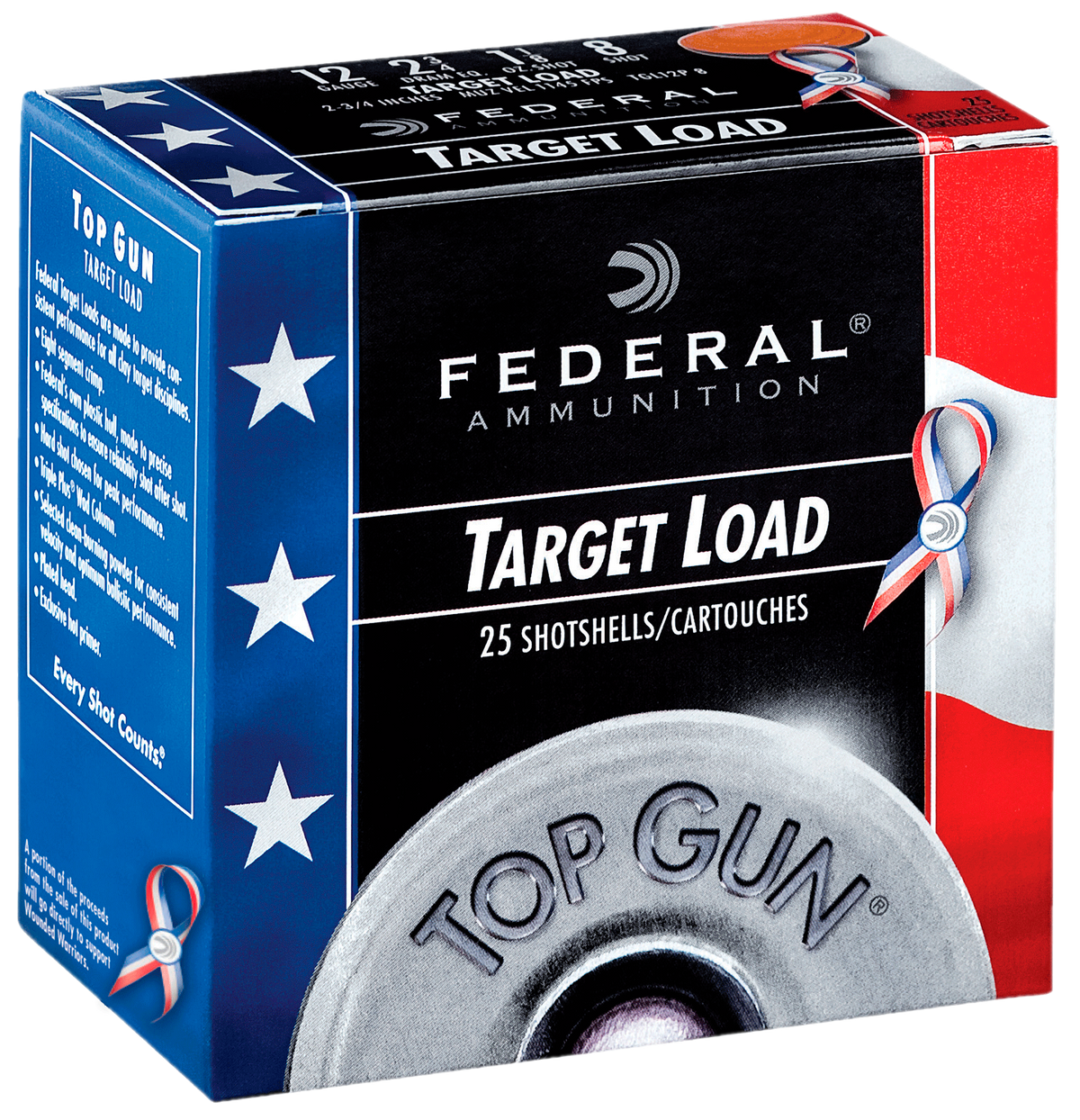 Federal 12 Gauge Shotgun Ammo Top Gun Special Edition Red, White & Blue 2.75 in 1-1/8 oz #8