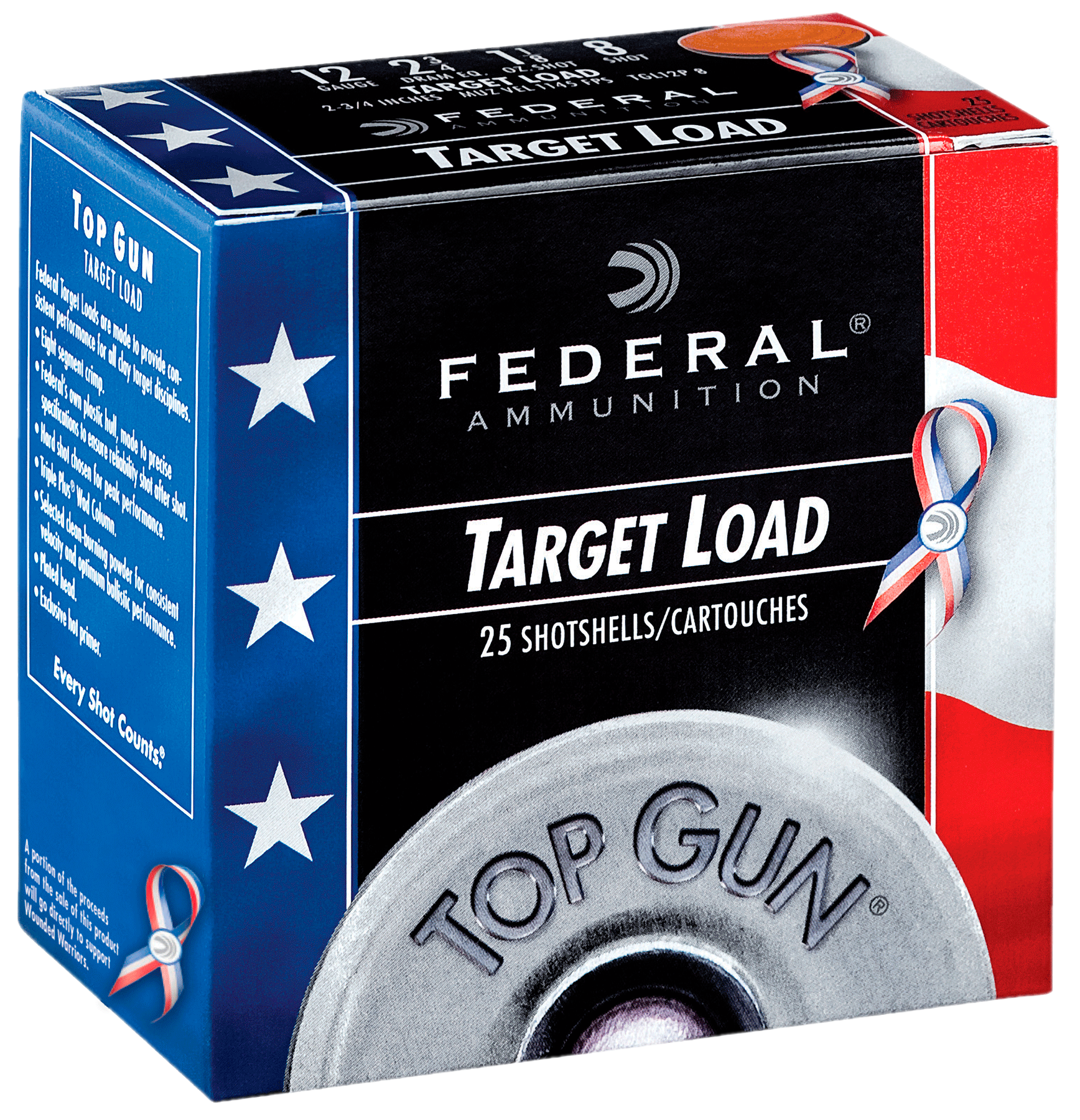 Federal 12 Gauge Shotgun Ammo Top Gun Special Edition Red, White & Blue 2.75 in 1-1/8 oz #8