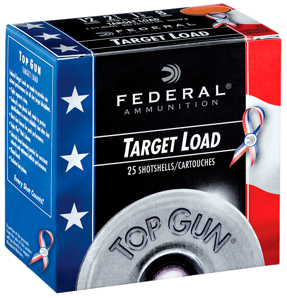 Federal 12 Gauge Shotgun Ammo Top Gun Special Edition Red, White & Blue 2.75 in 1-1/8 oz #8