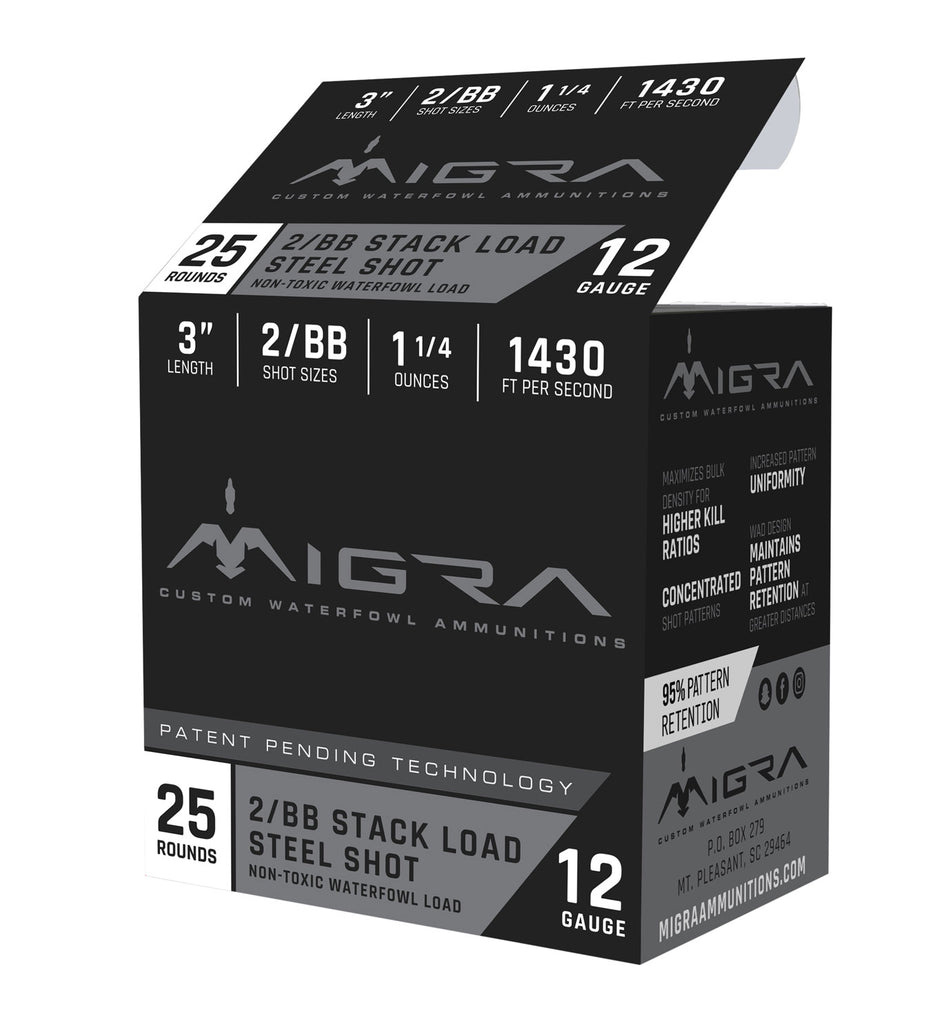 Migra Ammunitions M12S2BB Staxd Hunting 12 Gauge 3" 1-1/4oz 2/BB Shot 1430 fps 683828726576