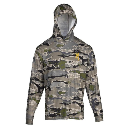 Browning Ovix Camo Hooded Long Sleeve Performance Shirt Medium