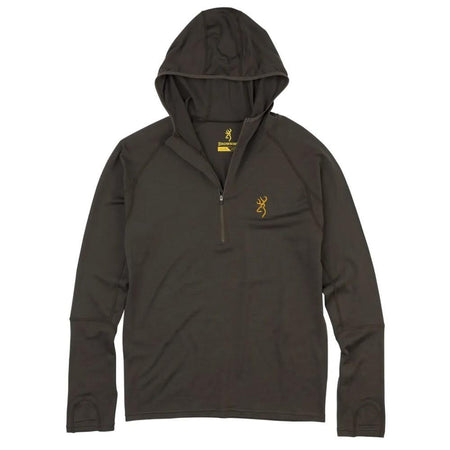 Browning Merino Wool 1/4-Zip Hooded Shirt Major Brown Small