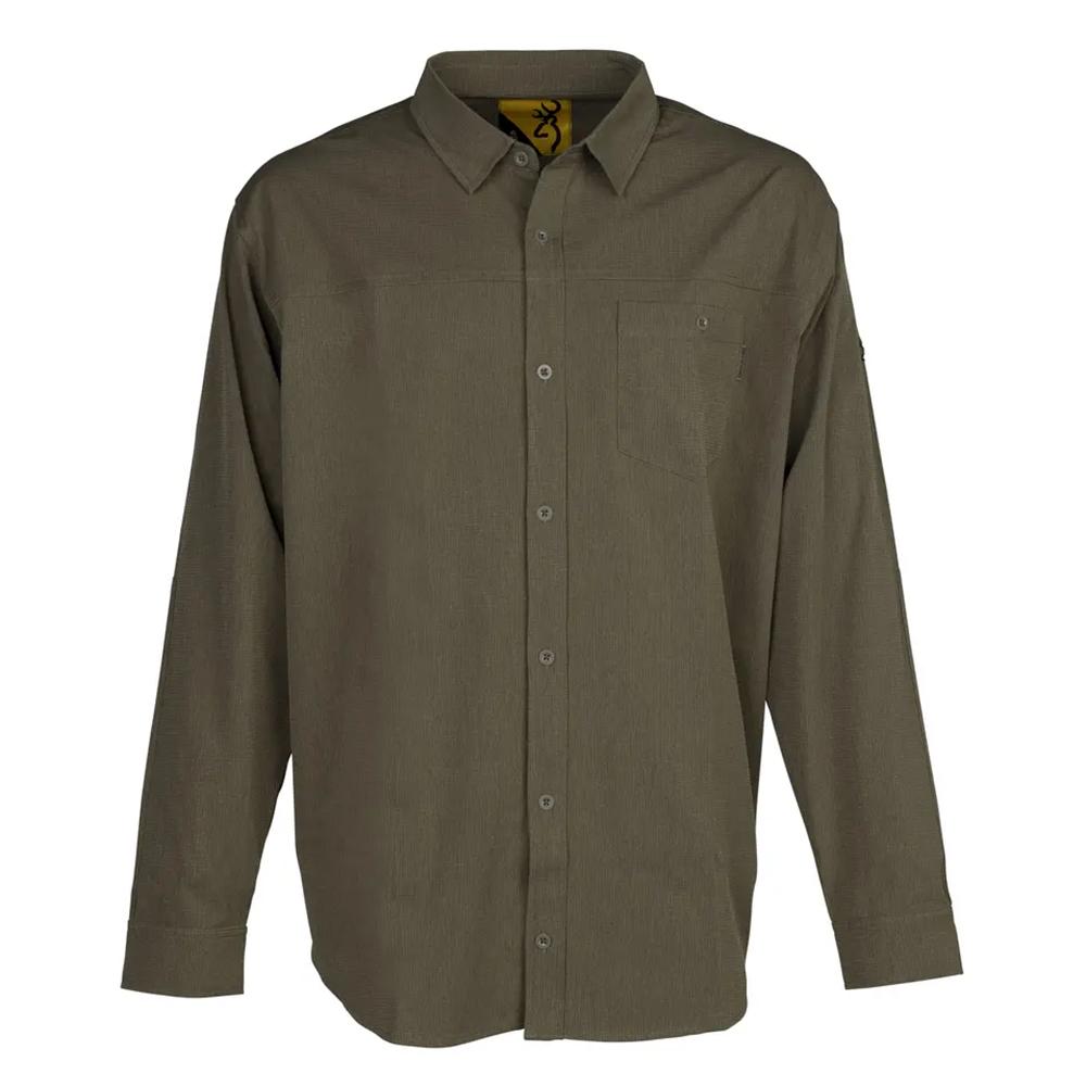 Browning Breathable Polyester Button Down Long Sleeve Shirt Green S