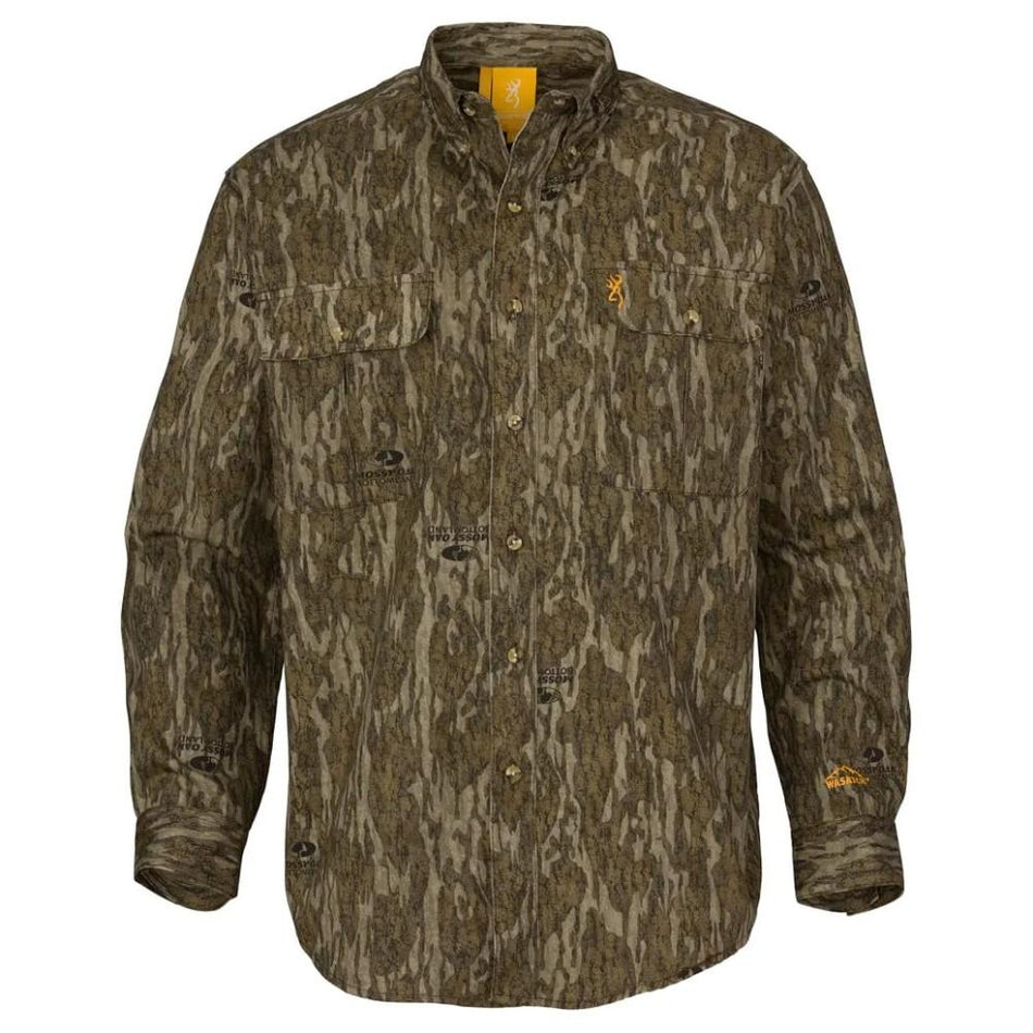 Browning Wasatch-CB 2 Pocket Button-Front Shirt - Bottomland Camo Size M