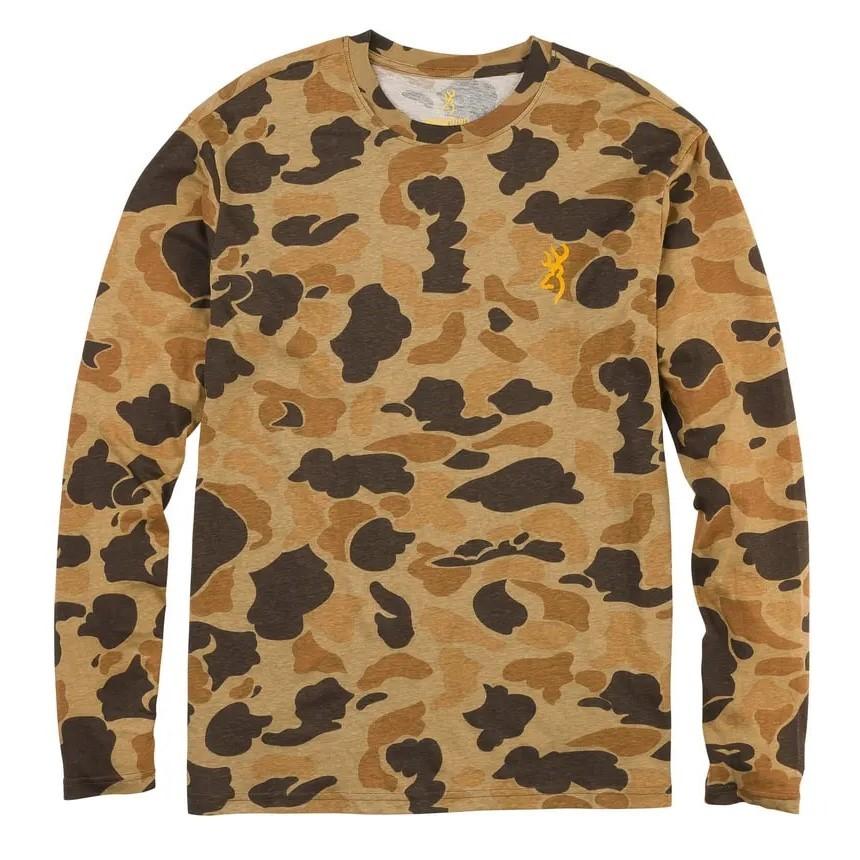 Browning Wasatch Long Sleeve Crew Neck T-Shirt Vintage Tan Camo M