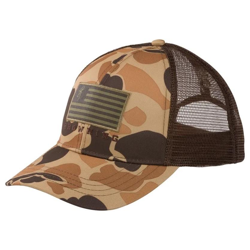 Browning Patriot Camo Adjustable Mesh Back Cap Vintage Tan