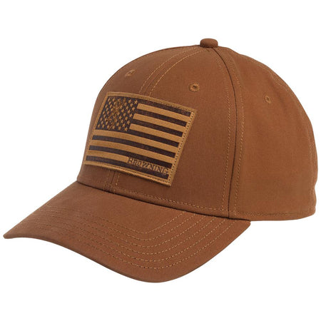 Browning Branded Low Crown Cap Brown with Flag Emblem