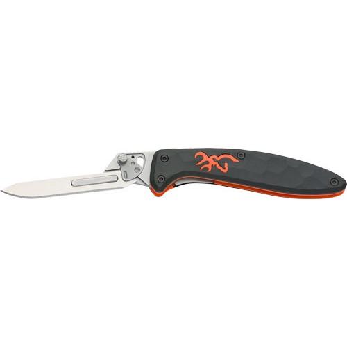 Browning Primal Scalpel Folding Knife 2 3/4" Replaceable Blade Black Orange