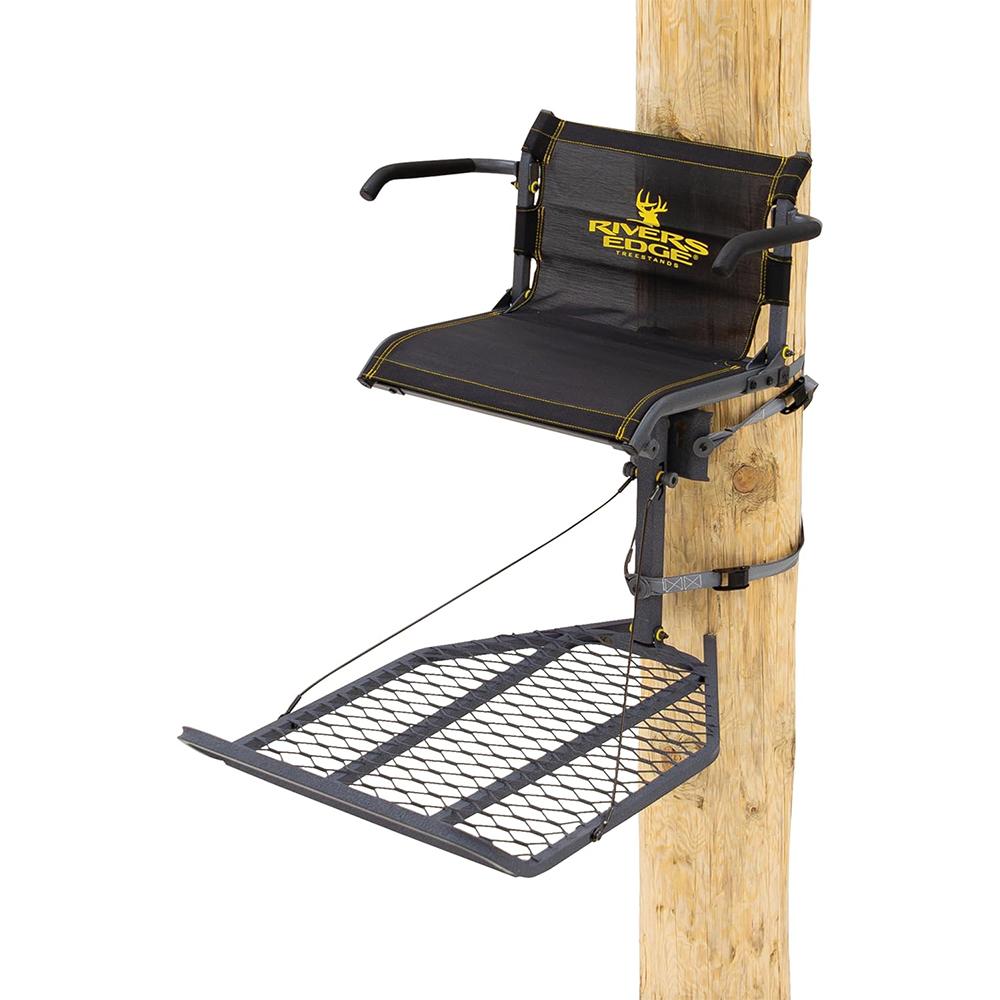 Rivers Edge Lounger Hang-On Black Treestand with Armrests and Footrest