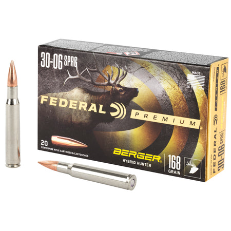 Federal Premium Rifle Ammo 30-06 Sprg. 168 gr. Berger Hybrid Hunter 20 rd.