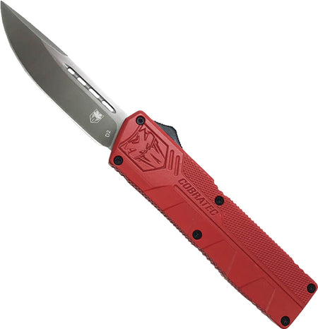CobraTec Lightweight OTF 3.25-Inch Drop Point Red Handle Knife