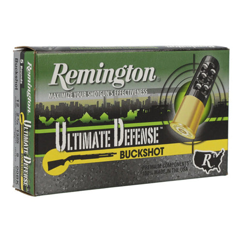 Remington 12 Gauge Shotgun Ammo Ultimate Defense 9 Pellets 2.75 in 1-1/8 oz 00 Buck