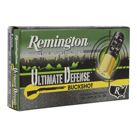 Remington 12 Gauge Shotgun Ammo Ultimate Defense 9 Pellets 2.75 in 1-1/8 oz 00 Buck