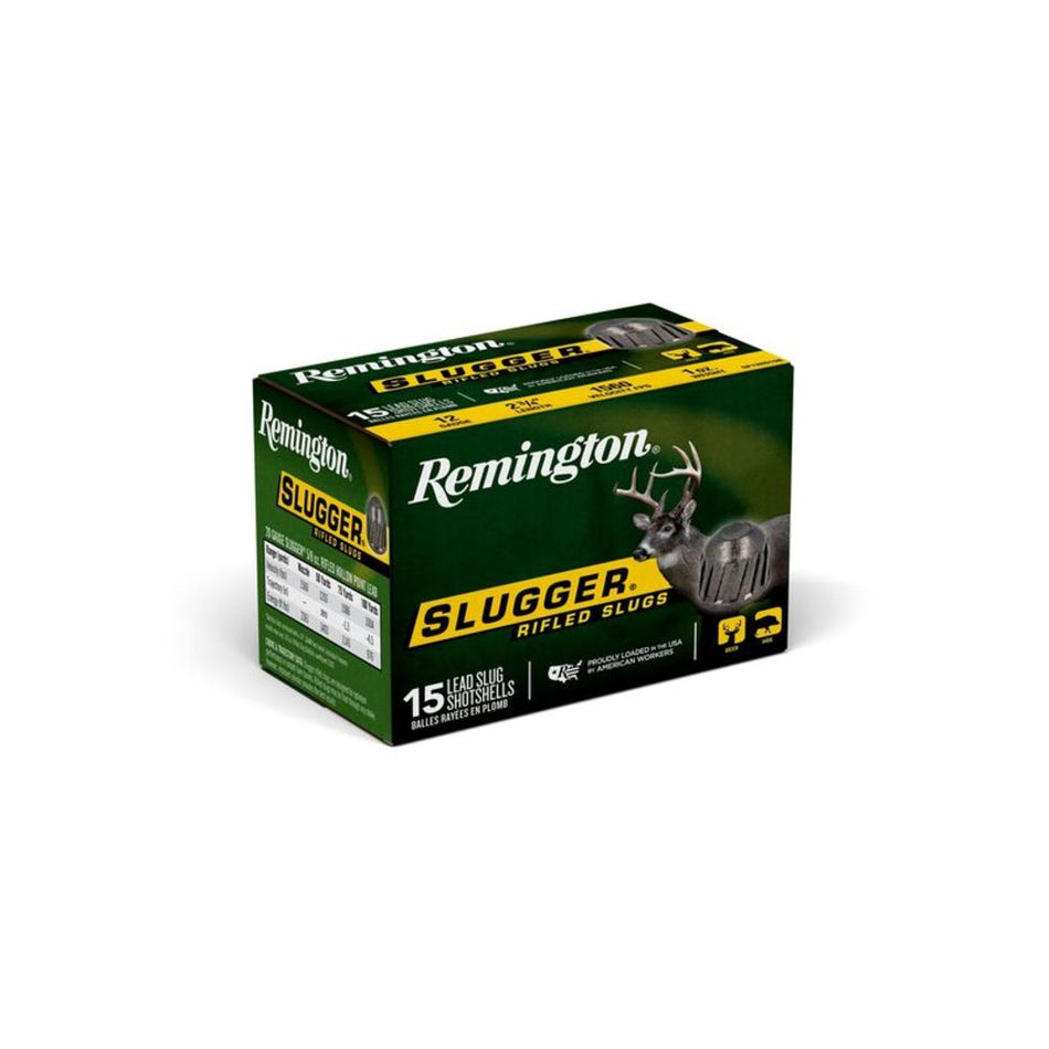Remington 12 Gauge Shotgun Ammo Slugger Hunting Rifled Slug 2.75 in 1 oz Slug