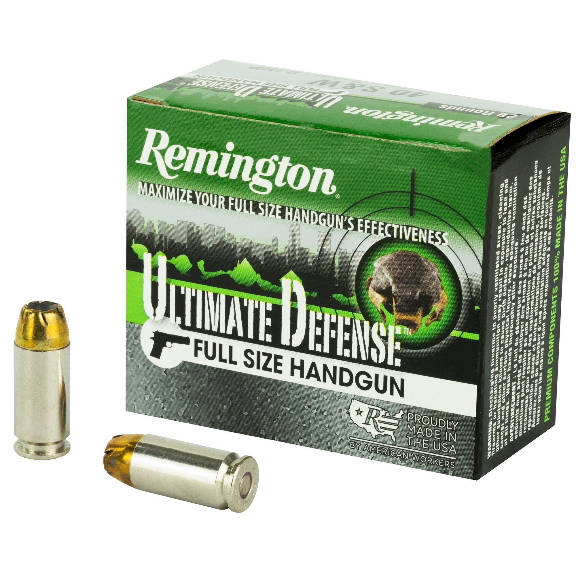Remington Ultimate Defense Brass Jacket Hollow Point 165 Grain .40 S&W 1150 fps 047700471907