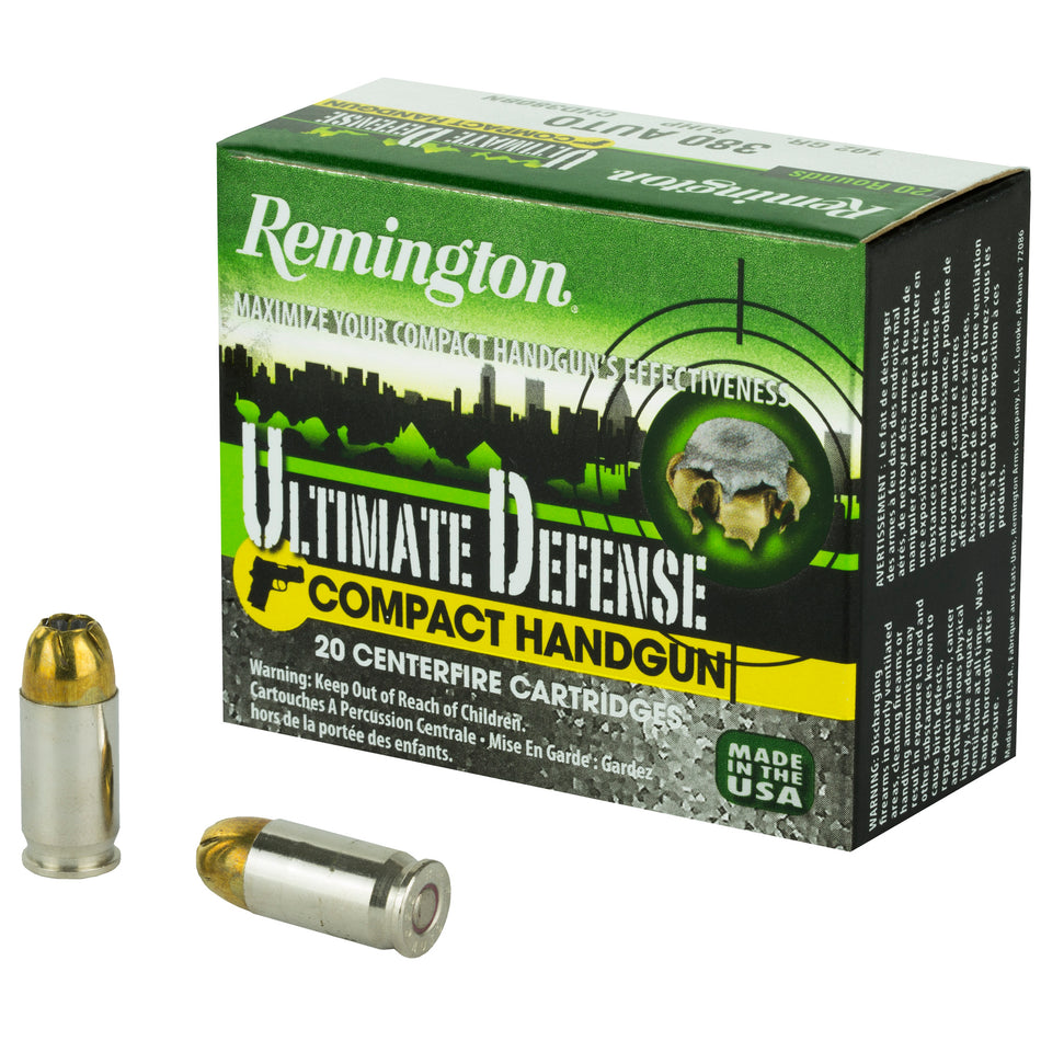 Remington Ultimate Defense Brass Jacket Hollow Point 102 Grain .380 ACP/Auto 815 fps 047700427805