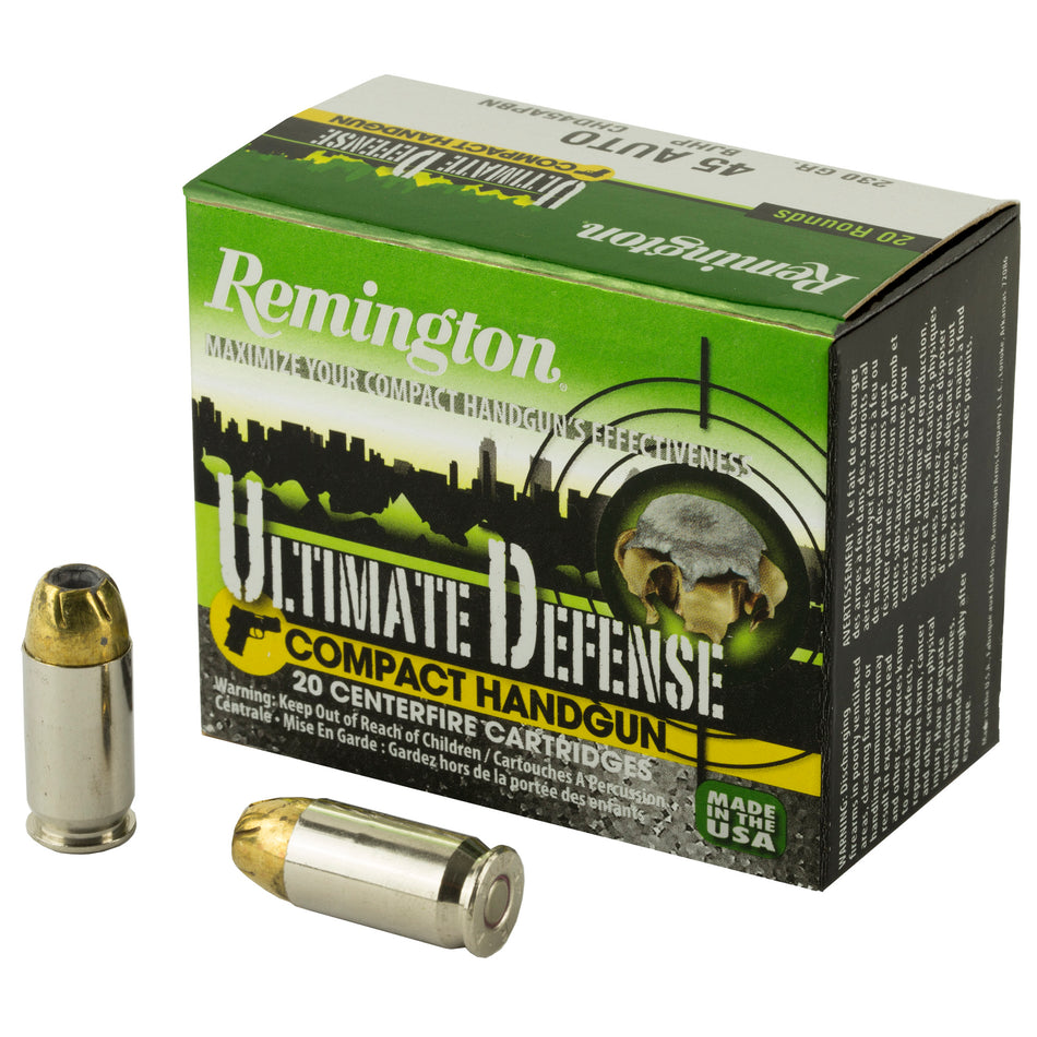 Remington Ultimate Defense Brass Jacket Hollow Point 230 Grain .45 ACP/Auto 725 fps 047700428109
