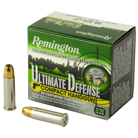 Remington .38 Special Ultimate Defense Compact +P 125 grain Brass Jacket Hollow Point ammunition