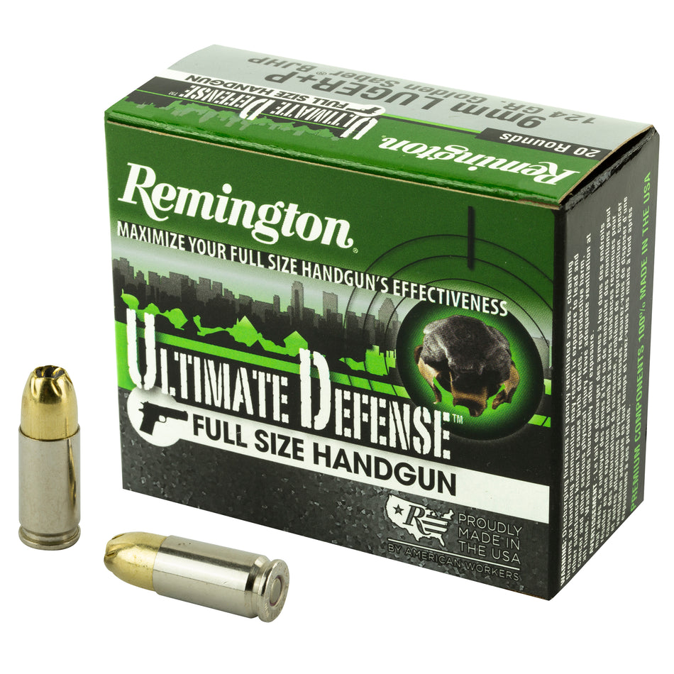 Remington Ultimate Defense Brass Jacket Hollow Point 124 Grain 9mm Luger/Parabellum 1180 fps 047700471709