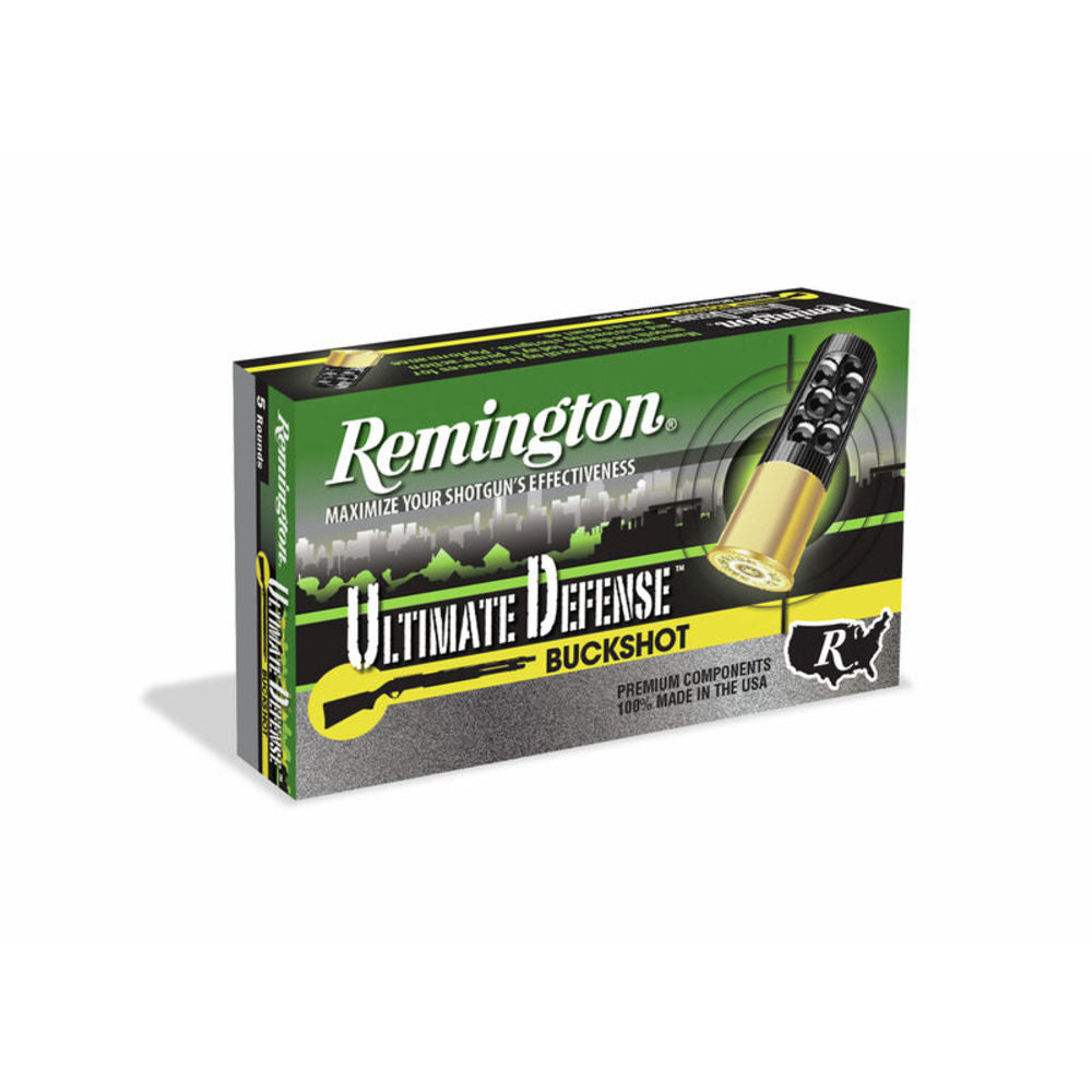 Remington 12 Gauge Shotgun Ammo Ultimate Defense 15 Pellets 3 in 1-7/8 oz 00 Buck