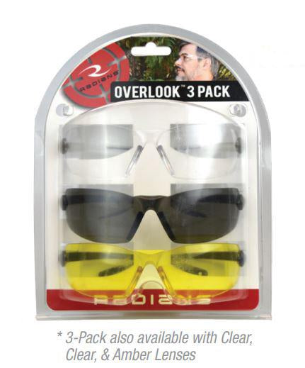 Radians Overlook Shooting Glasses 3-Pack Clear and Amber Polycarbonate Lens