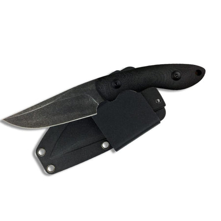ABKT Elite Shadow Predator Fixed Blade 3.5 Inch Drop Point Knife D2 Steel Black G10