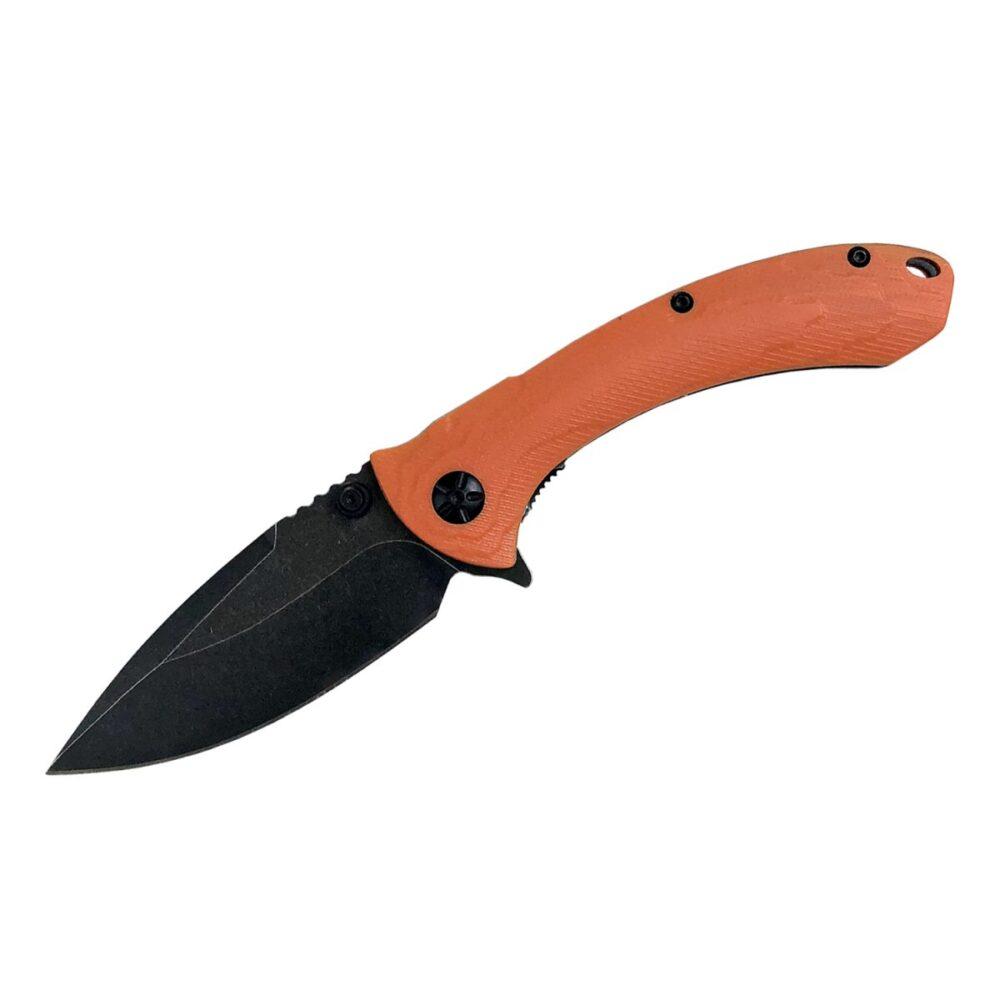 ABKT Shadow Protector II Folding Knife 3.5 Inch D2 Stone Washed Blade Orange Handle