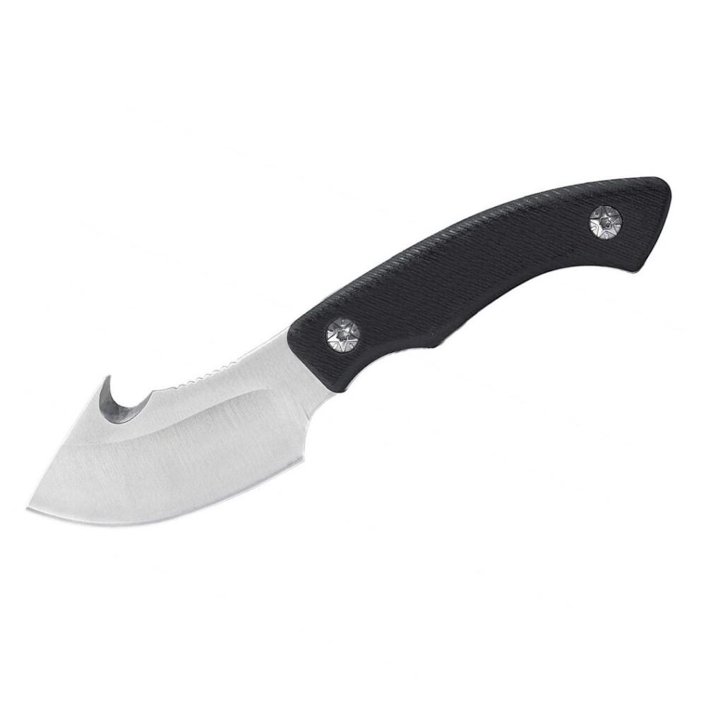 ABKT Grunt Fixed Guthook Knife 3" Blade Black Handle