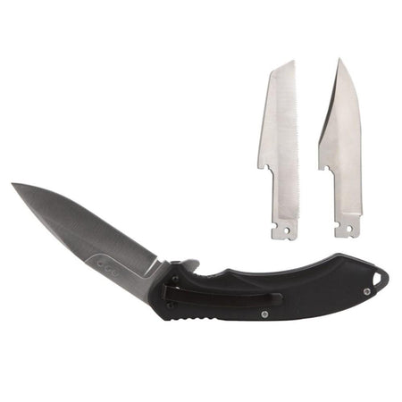 ABKT Elite Triplex Switch Folder Knife Black - Three Interchangeable Blades