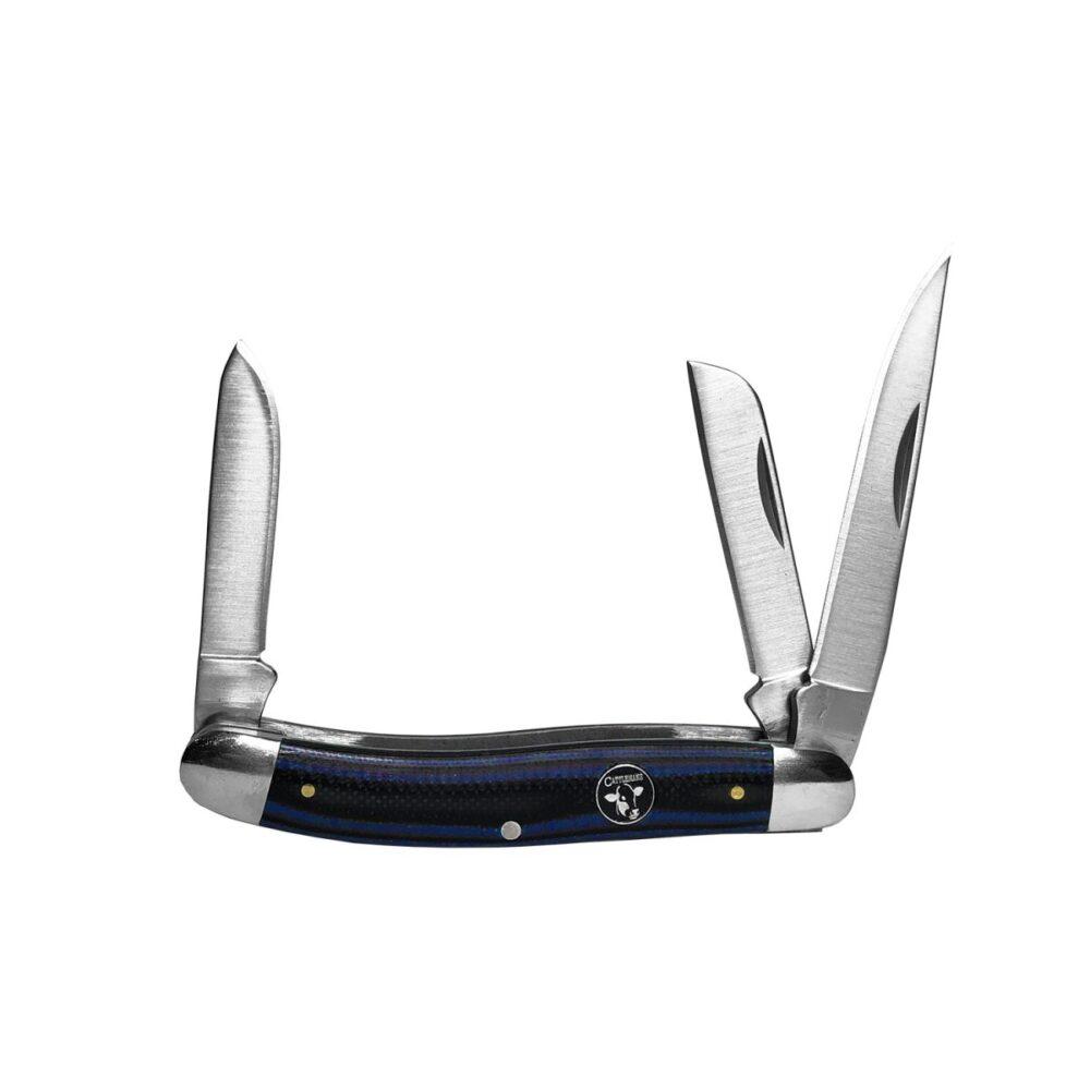 ABKT Cattleman Cowhand Stockman Series 3-Blade Folding Knife Blue