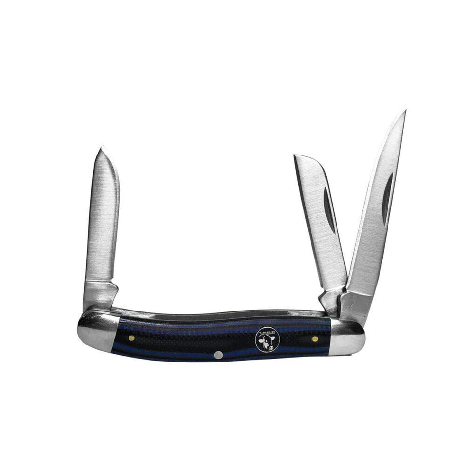 ABKT Cattleman Cowhand Stockman Series 3-Blade Folding Knife Blue