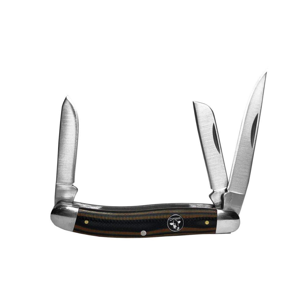 ABKT Cattleman Stockman 3-Blade Folding Knife Brown Cowhand Series