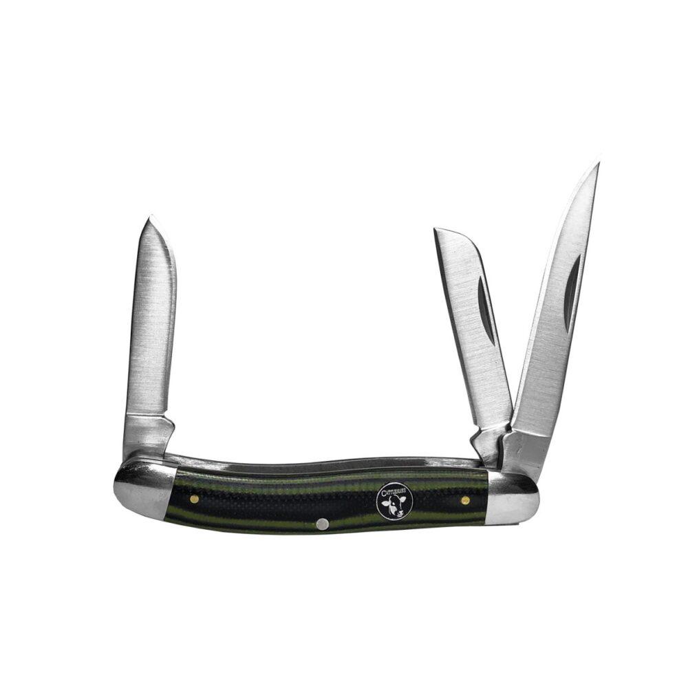 ABKT Cattleman Stockman 3-Blade Folding Knife Green Cowhand Series