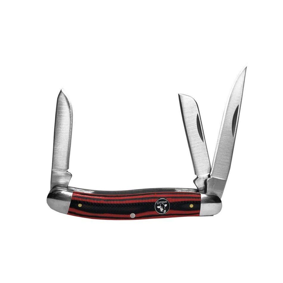ABKT Cattleman Stockman 3-Blade Folding Knife Red Cowhand Series
