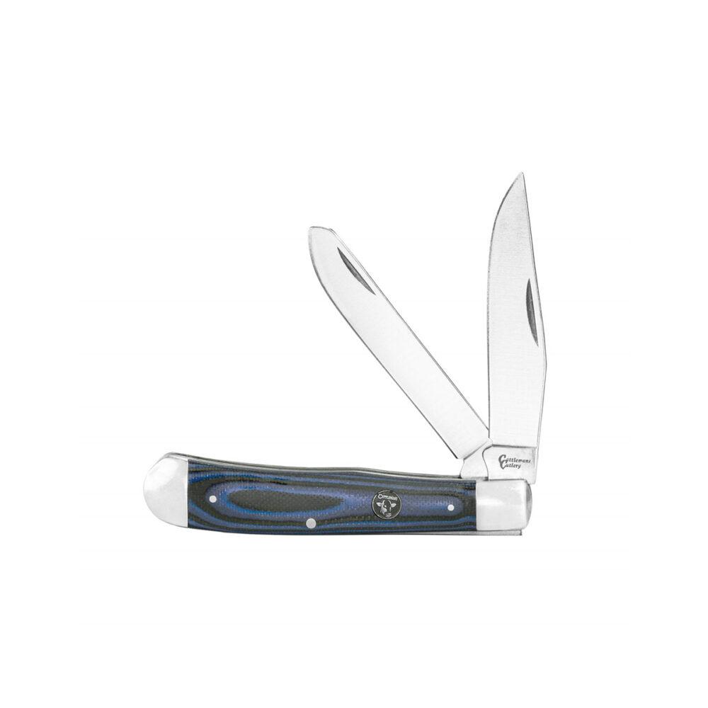 ABKT Cattleman Trapper Cowhand 2-Blade Knife Blue G10