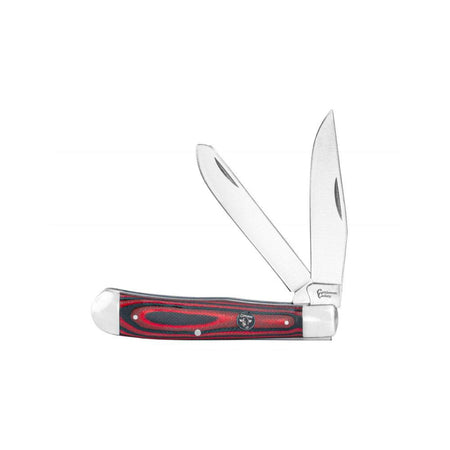 ABKT Cattleman Cowhand Trapper Pocket Knife Red G10 Handle 2 Blades