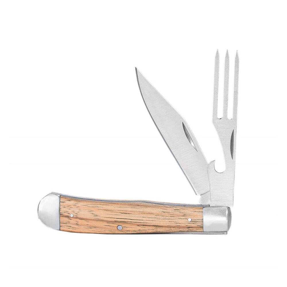 ABKT Cattleman Chuckwagon Trapper Pattern Knife with Zebrawood Handle and Fork Blade