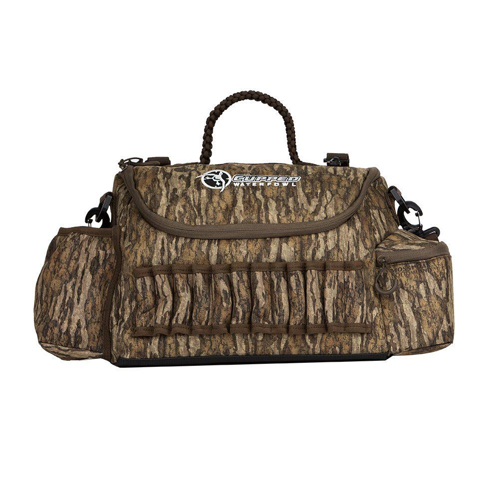 Cupped Waterfowl Guide Bag Mossy Oak Bottomland with Shell Box and Thermos Holder