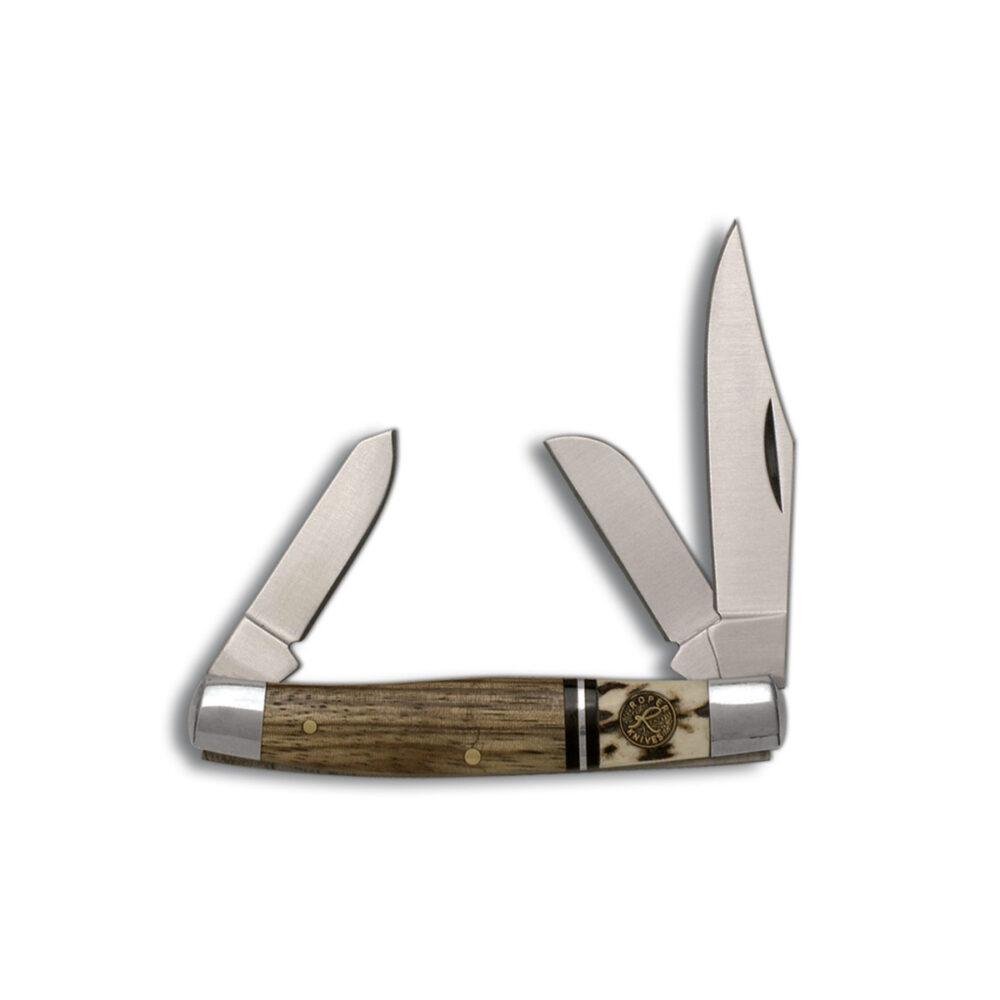 ABKT Roper Laredo Stockman 3-Blade Pocket Knife Stag Wood