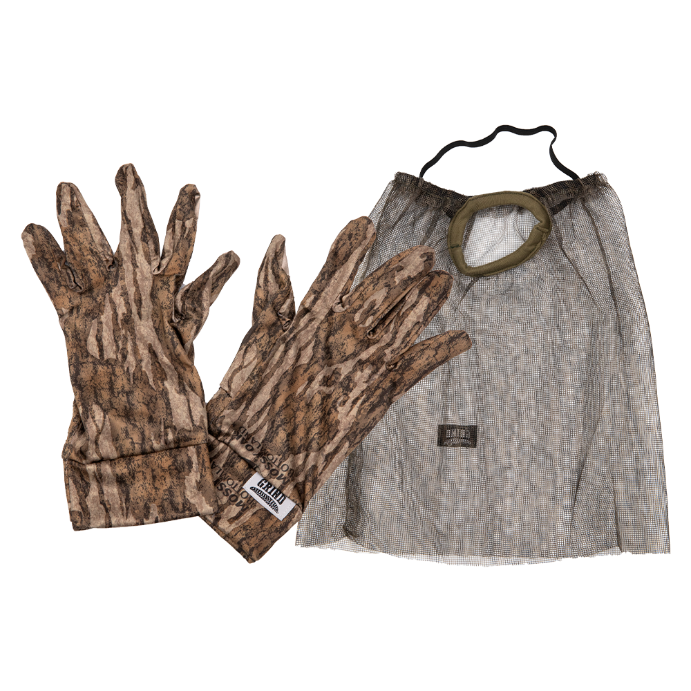 The Grind Hunting Face Mask Glove Combo Mossy Oak Bottomland