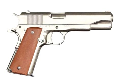 Rock Island 51433 GI Standard FS 45 ACP Caliber with 5" Barrel, 8+1 Capacity, Overall Polished Nickel Finish Steel, Beavertail Frame, Serrated Slide & Wood Grip