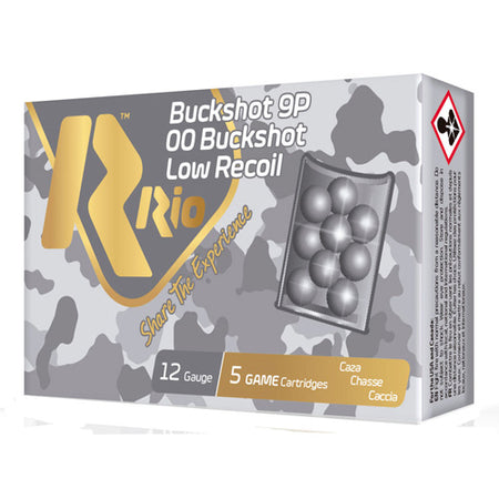 Rio Ammunition 12 Gauge Shotgun Ammo Royal Buck Low Recoil 9 Pellets 2.75 in 1-1/8 oz 00 Buck