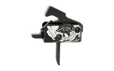 Rise Armament Super Sporting AR Trigger Flat Blade Live Free or Die Edition Black and White w/ Anti-Walk Pins