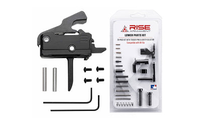 Rise Armament Rave AR-Style Lower Parts Kit Flat Trigger 3.5lb Single Stage Anti-Walk Pins Black T017F-12003