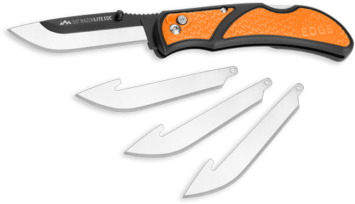 Outdoor Edge 3" Orange Razor-Lite EDC Folding Knife 4-Blade Pack