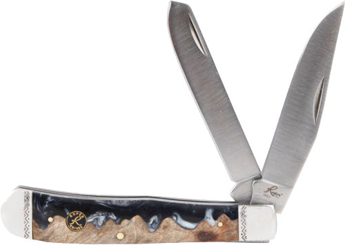 ABKT Roper Lahar Series 3.25" Two-Blade Trapper Knife Wood Resin Handle